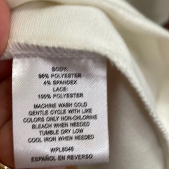 Maison Jules cream flower overlay dress.  M - Picture 7 of 9